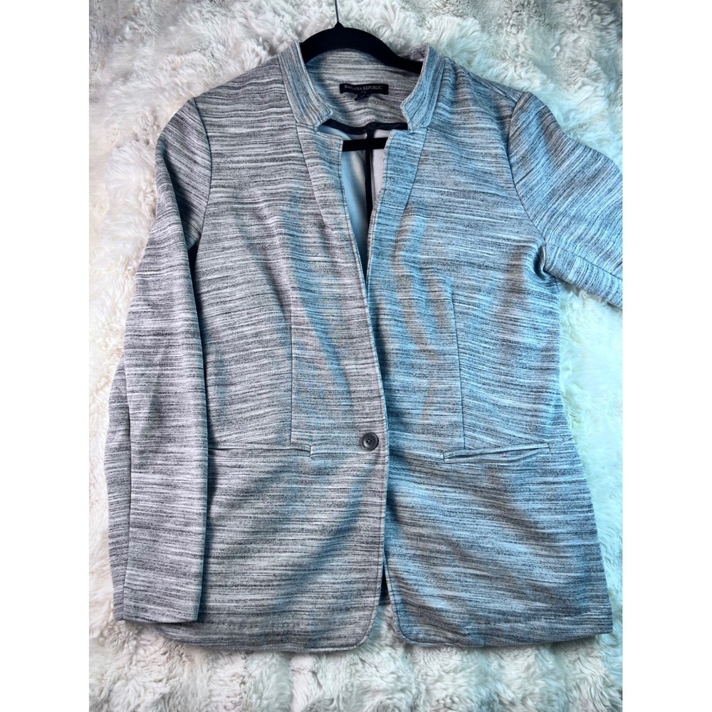 Banana Republic Womens Grey Marled Knit Blazer Single Button Jacket Size M. A13